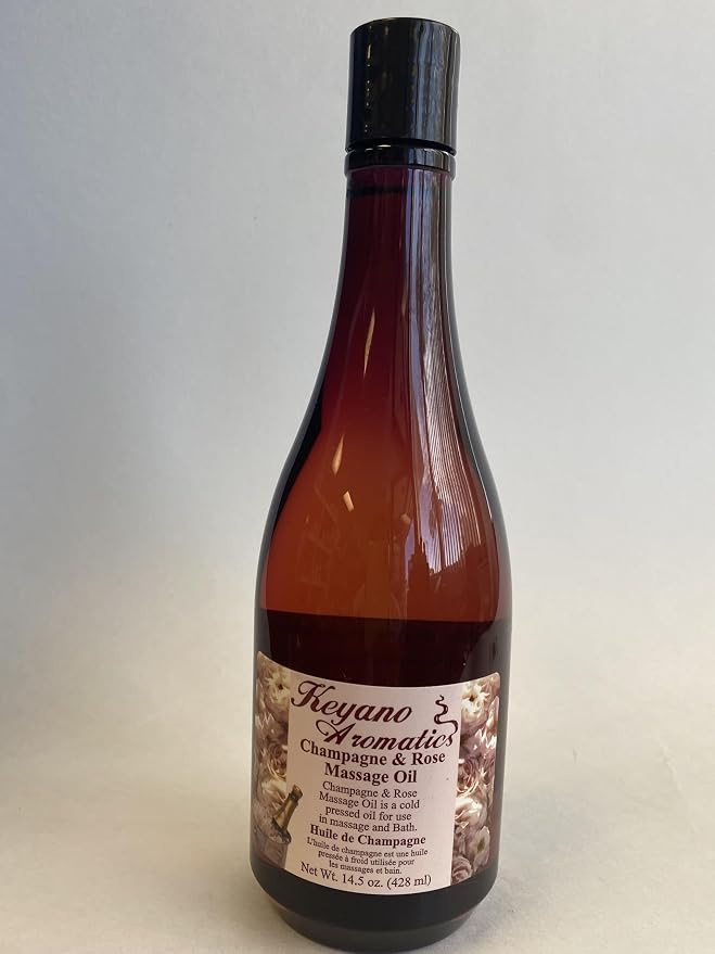 Keyano Aromatics Champagne and Rose Massage Oil 12 Oz.