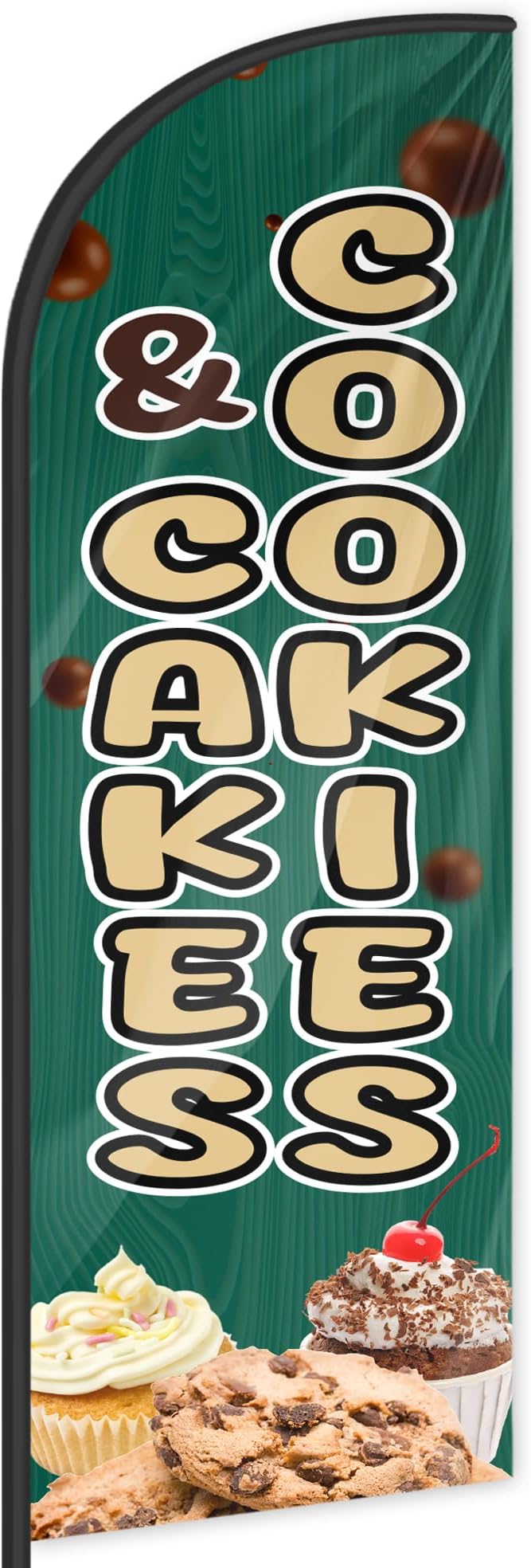 Cookies & Cakes Feather Flag for Storefronts 6 FT (Flagpole Not Included) | Business Advertising Flag