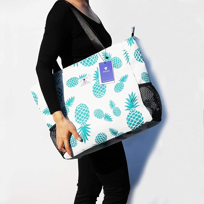 ESVAN LARGE BEACH BAG Water Resistant Lightweight 20 inch Women Oversize Tote Bag for Gym Beach Travel Pool Yoga Nurse