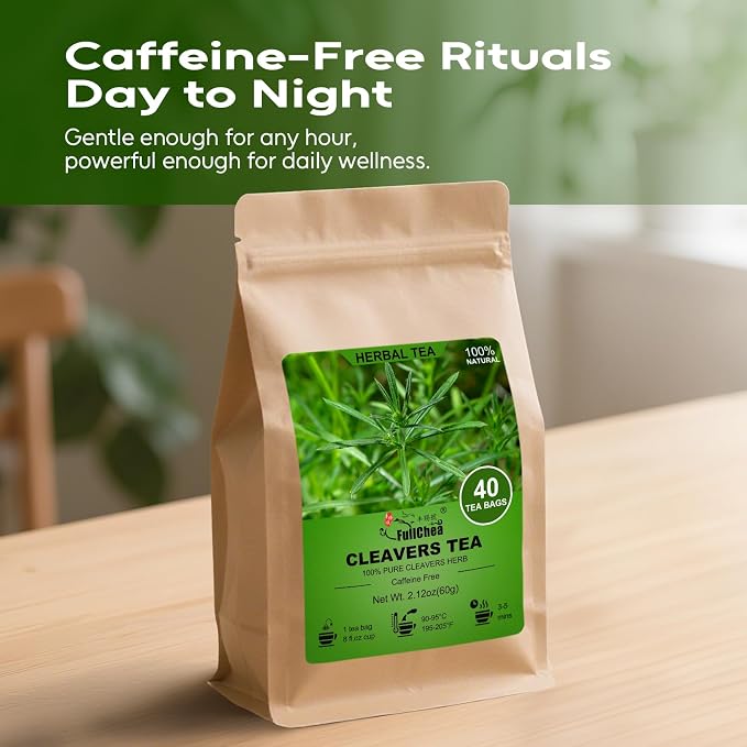 FullChea - Cleavers Tea Bags, 40 Count, Dried Cleavers Herb | Natural cleavers herbal tea, non-GMO, caffeine-free, crafted from premium galium aparine for daily body cleansing