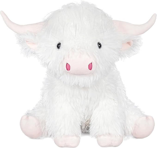 Highland Cow Weighted Stuffed Animals, 4 Lbs White Highland Cow Plush 13.7 Inches, Surprise Weighted Stuffed Animals Gift for Kids Birthdays, Halloween, Christmas (White)