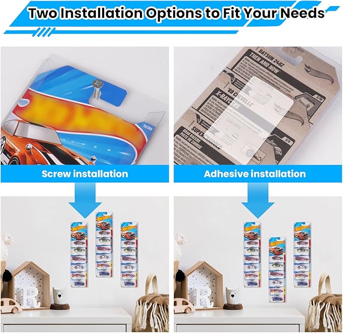 8 Pack Clear Display Case for Hot Wheels Storage, Model Cars Display Case Wall Mount, Plastic Wall Storage for 1:64 Scale Models Hot Wheels Display