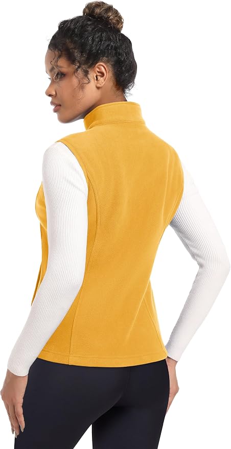 MAGCOMSEN Women's Fleece Vest Outerwear Sleeveless Lightweight Zip Jackets Warm Soft Vests with Zipper Pockets