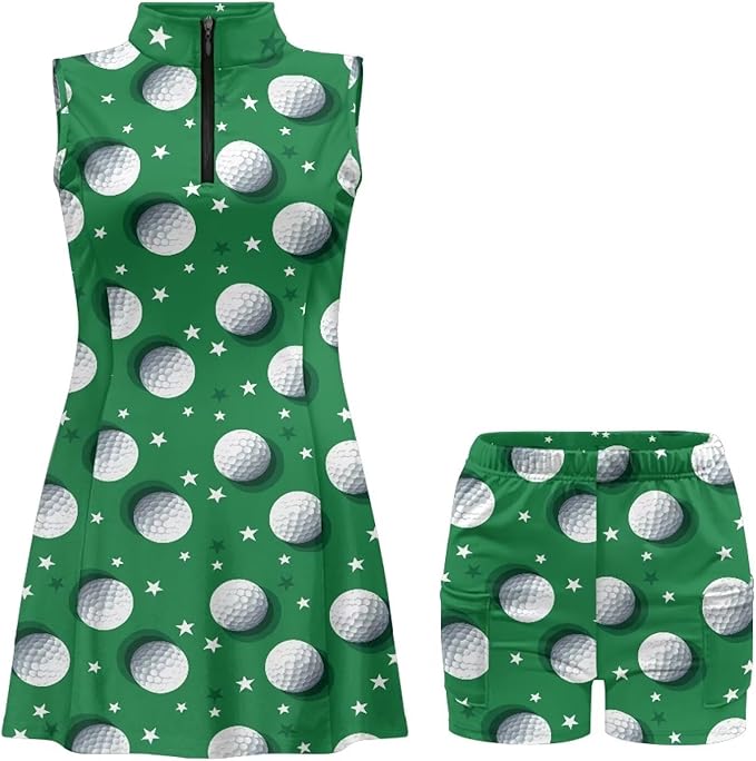 Golf Dress Tennis Dresses for Women with Built in Shorts and Pockets Sleeveless Athletic Dress Workout Dress