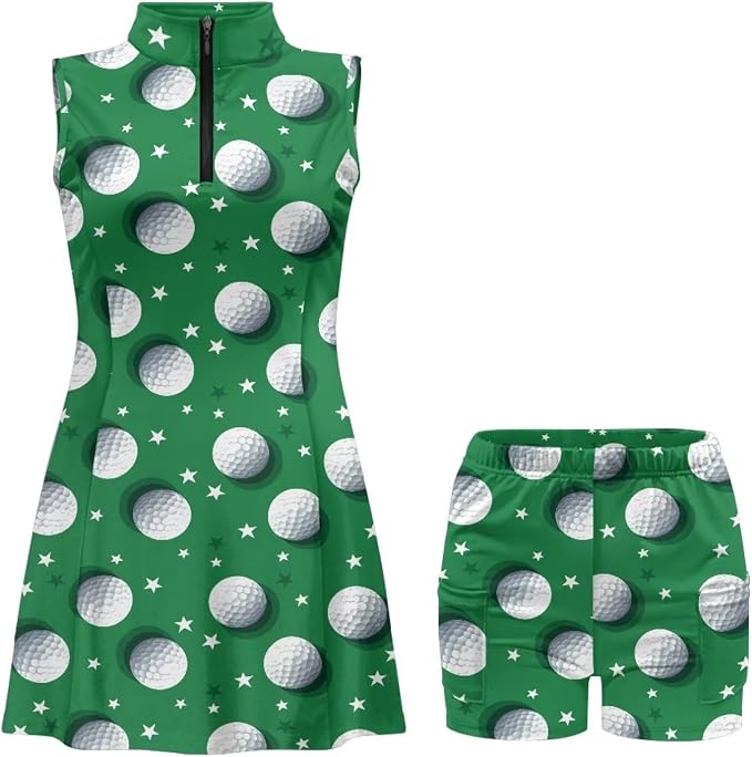 Golf Dress Tennis Dresses for Women with Built in Shorts and Pockets Sleeveless Athletic Dress Workout Dress