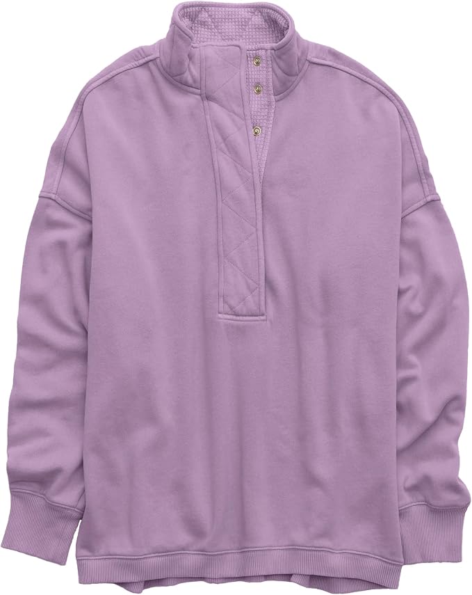 Gacaky Sweatshirt for Women Oversized Casual Long Sleeve Button Henley Neck Pullover Tops Fashion Outfits Clothes
