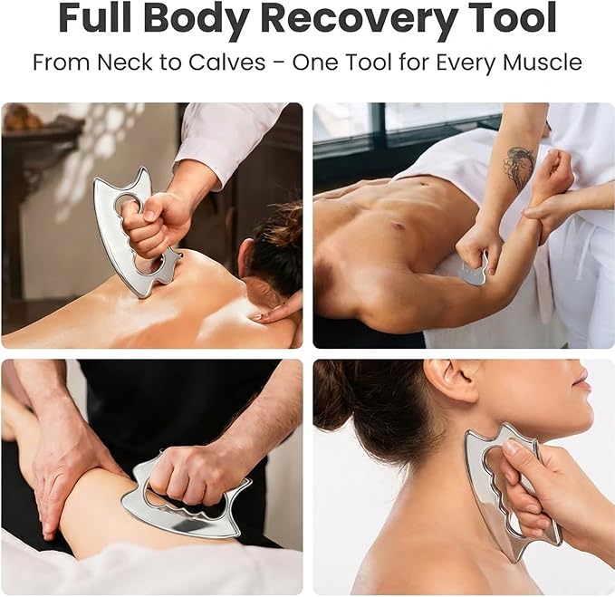 Muscle Scraper Tool Stainless Steel, Gua sha Tool Set for Full Body, Metal Myofascial Release Tool, Scraping Tool Physical Therapy Equipment, Deep Tissue Massager Fascia Scraper (D Scrapper)