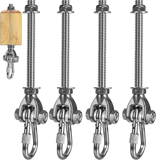 4 Heavy Duty Swing Hangers 180° Swing Seat Hardware Replacement Stainless Steel Swing Hooks 800LBS Capacity Playground Hammock Chair Porch Swing
