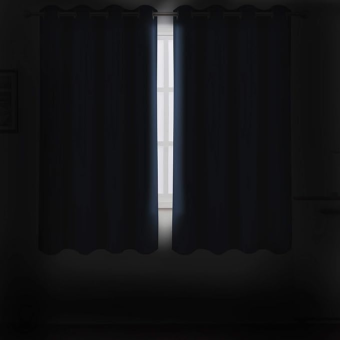 LEMOMO Navy Blue Thermal Blackout Curtains/52 x 54 Inch/Set of 2 Panels Room Darkening Curtains for Bedroom