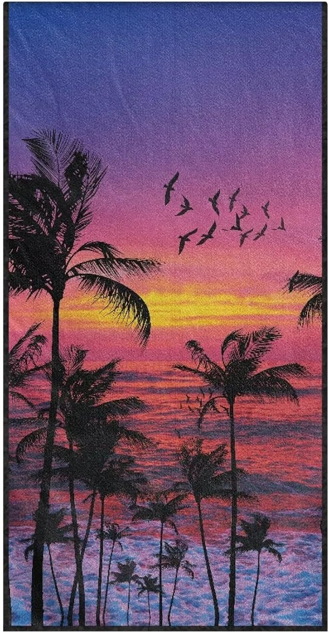 INSTANTARTS Coconut Tree Evening Sunset Car Seat Towel Cover Yoga Towel Car Seat Cover
