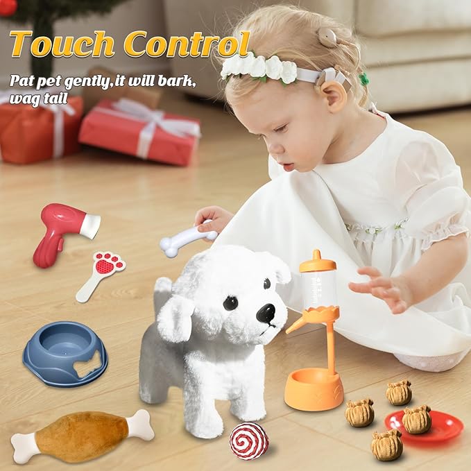Puppy Toys for Kids, Toy Dogs That Walk and Bark, Walking Dog Toy for Kids with Leash, Interactive Stuffed Puppy with Remote Control, for Girls and Boys Aged 3-7 Year Old