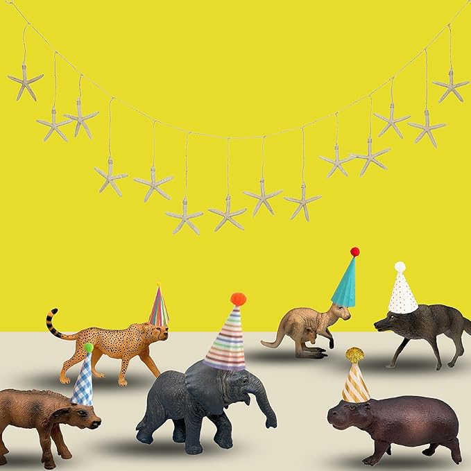 Gemini&Genius Wild Animal Toys for Kids, Wolf, Elephant, Leopard, Hippo, Buffalo, Kangaroo Action Figures, Zoo Playset, Gift for Kids Display or Cake Toppers (6Pcs)
