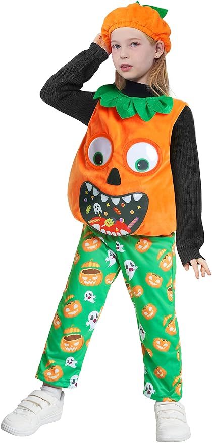 IKALI Halloween Pumpkin Costume with Pumpkin Hat Halloween Dress Up