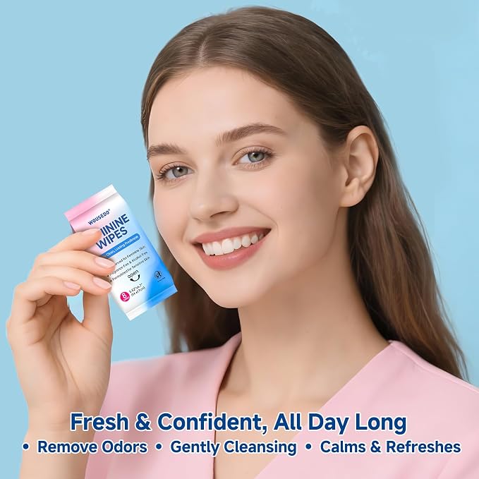 Feminine Wipes for Women, Impossibly Compact Travel Mini Packs, pH Balanced Unscented Hypoallergenic Alcohol-Free, Period Friendly Private Care for Teens & Women - 8 Pack Total 64 Wipes