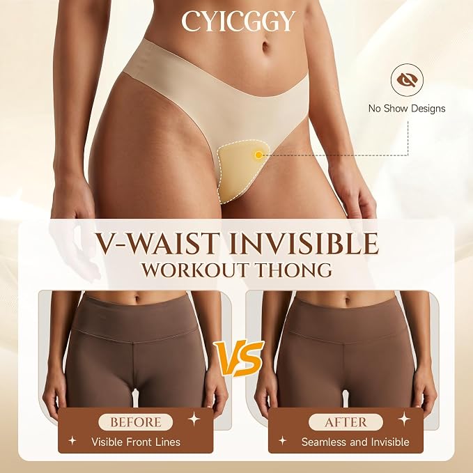 Anti Camel Toe Thongs for Women Seamless Invisible Panty No Show Underwear Liners Workout G String Breathable Tangas