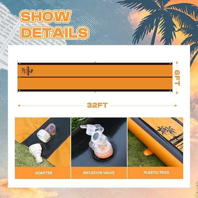 Slip and Water Slide for Kids and Adults Extra Long Water Slides for Backyard Build in Sprinkler with Two Bodyboards Heavy Duty Summer Outdoor Backyard Water Toys