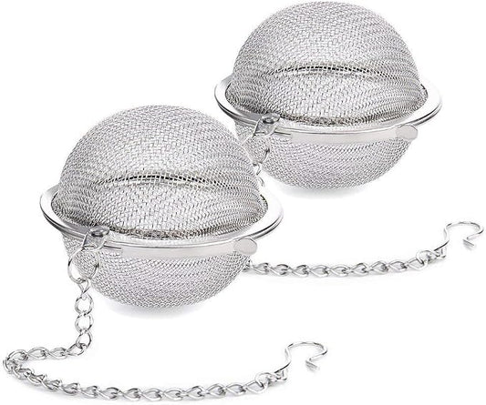 2Pcs Stainless Steel Tea Infuser Strainer, 2.04 Inch Metal Fine Mesh Tea Spice Ball for Loose Leaf Tea, Tea Filter with Chain Hook, Tea Interval Diffuser for Spices, Seasonings