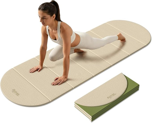 Foldable Yoga Mat 10mm Thick TPE, Double-Sided Textured Non-Slip Dual-Color Mat, 7-Fold Portable for Yoga, Pilates, Floor Workouts, Home Gym & Travel, 75"x26"