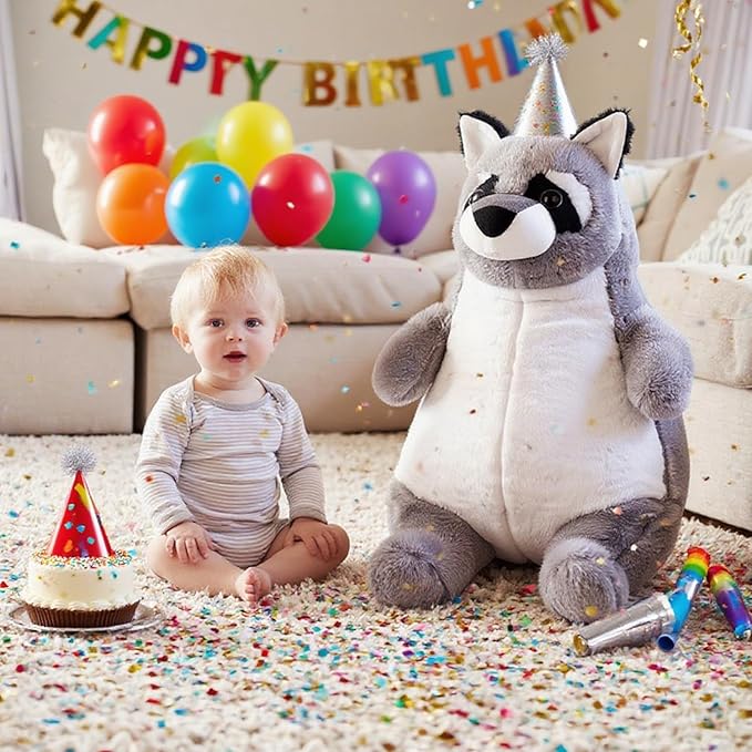 ARELUX Giant 22in Big Raccoon Plush Large Stuffed Animal Hugging Pillow: Soft Jumbo Sleeping Body Warm Fluffy Pillow Adorable Chubby Plushie Toy Gifts for Boys Girls