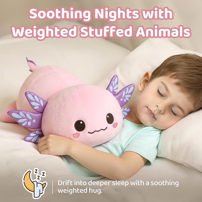 Weighted Stuffed Animals with Microwavable Heating Pad - 5lb Adjustable, Heatable & Coolable Axolotl Plush for Relaxation,Removable Inner Pad, Plush Gift for Kids & Adults (23 Inch)