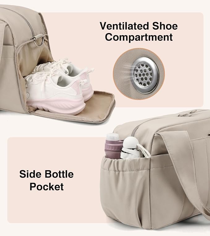 Marvolia Gym Bag for Women with Yoga Mat Holder, Sports Duffle Bag for Travel with Shoes Compartment, Tote Bag with Wet Pocket for Yoga Workout, Dance