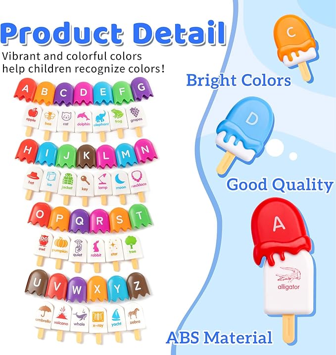 52 Pcs ABC Pops - Alphabet Learning Toys, Preschool Educational Toys for Classroom Fun and Engaging Alphabet Matching Game