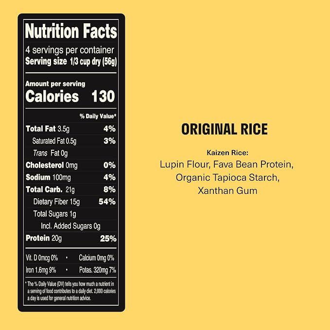 Kaizen Low Carb Rice, 20g High Protein, 6g Net Carb, Variety 8 Oz (3-Pack) | High Fiber 15g, Gluten-Free, Keto-Friendly, Plant-Based Lupini Orzo, Non-GMO, Kosher, Protein Base for Bowls