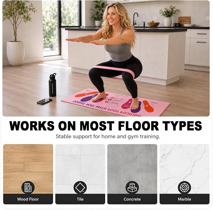 Squat Mat with Foot Position,Non-Slip Workout Mat for Squats & Leg Exercises, Improves Muscle Activation & Knee Support, Home Gym Fitness Mat,30 * 13.8"inch Squat Pad