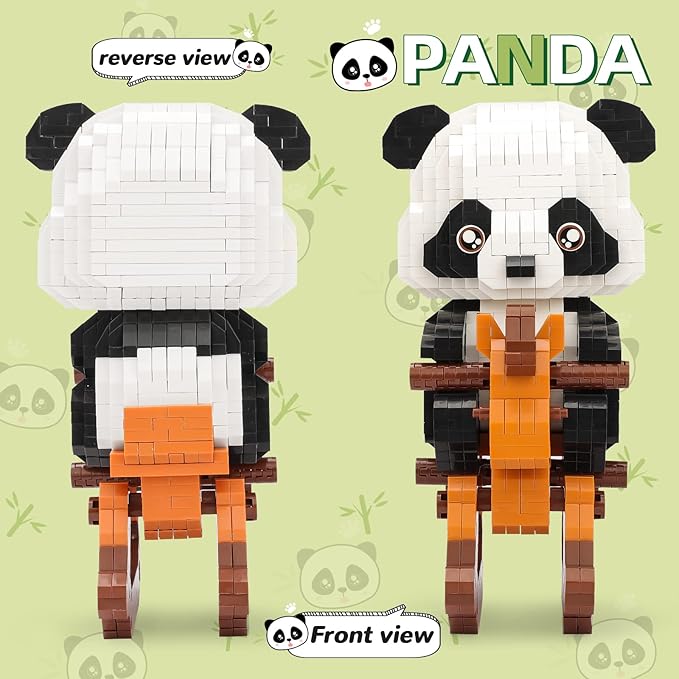 QLT QIAOLETONG Mini Animals Building Blocks Sets for Goodie Bags, Party Favors for Kids 12+ 14+, 1262 PCS Small Set Micro Mini Cute Panda Building Toy Bricks for Adults, Birthday, Carnival Prizes
