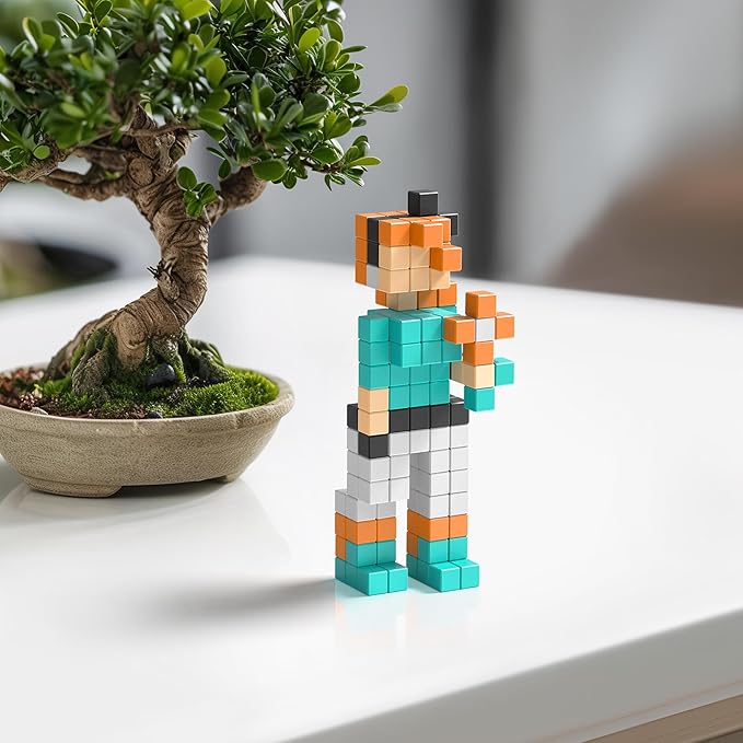PIXIO Manga - Tiny Magnetic Blocks Building Toy in The Pixel Art Style with Free App - 5/16" Plastic Cubes with 6 Magnets Inside - Open Ended Toy - Creativity kit for Ages 6+