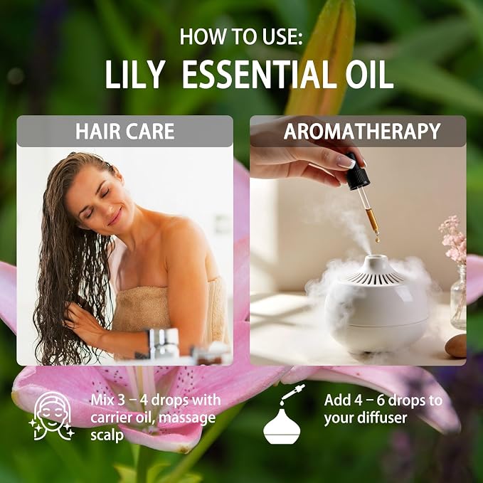 Lily Essential Oil - Lily Oil for Diffuser, 4 Fl Oz(120ml) | Candle Making, Soap Making, aroma, Strong Scent, Pure, Natural, Home Fragrance, Massage