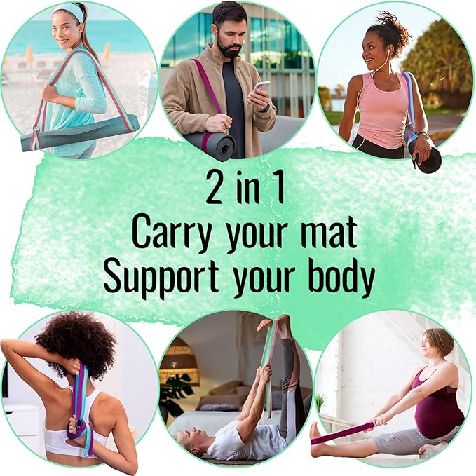 TECEUM Yoga Mat Strap – Extra Soft & Thick Cotton Carrier for All Mats | Adjustable Skin-friendly & Non-Slip Mat Holder Sling in 30+ Colors [Mat Not Included]