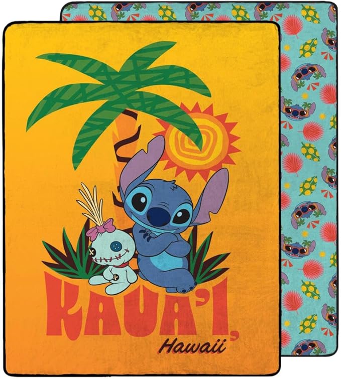 Disney Stitch Kaua'i Hawaii Double Sided Silk Touch Throw Blanket 50" x 70"