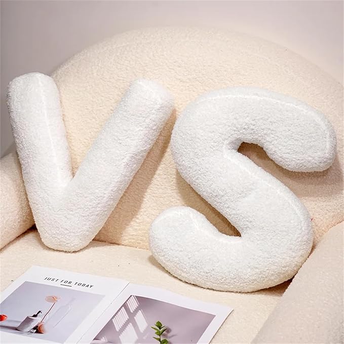 MOJUN Letter Pillows, Soft Plush Decorative Initial Letter Shaped Throw Pillows for Sofa Couch Bed, Cute Letter Pillows English Alphabet A to Z for Living Room Bedroom Floor Car Decoration, S