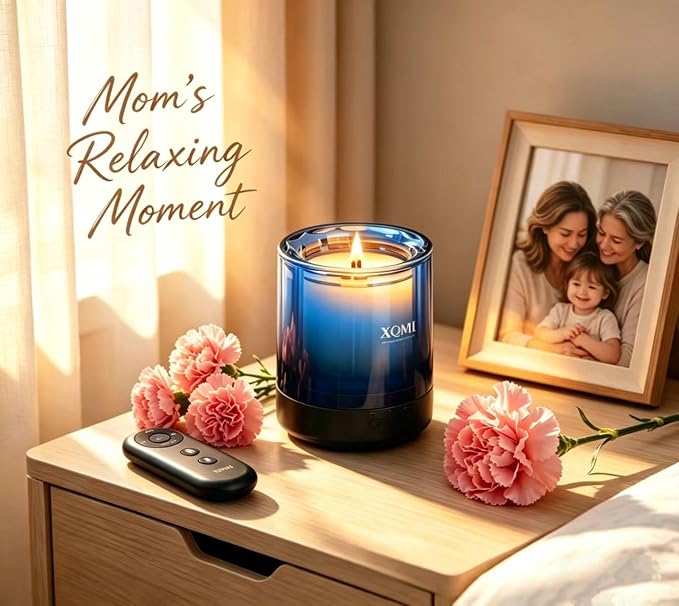 Smart Scented Candle with Timer,One-Touch Ignition & Extinguish with Remote, Natural Soy Wax Birthday Gifts for Women Mom, House Warming Gifts New Home Decor(Blue Sky Series)