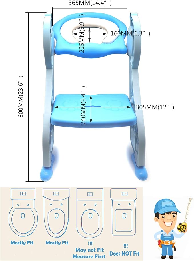 SMT- Giffgaff Potty Training Toilet Ladder Seat With Upgraded Cushion Step Stool Ladder Toilet Chair/Toilet Trainer for Baby Toddler Kids Children In Green [P/N: ET-BABY001-BLUE STEP]