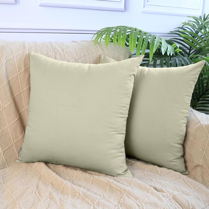 Thmyo 4-Pack 100% Cotton Comfortable Solid Decorative Throw Pillow Case Square Cushion Cover Pillowcase Sublimation Blank Pillow Covers DIY Throw Pillowcase for Sofa Bedroom(22x22 inch/ 55x55cm,Beige)