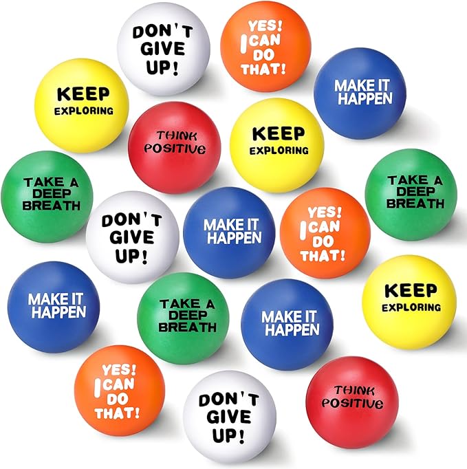Chivao 40 Pcs Motivational Stress Balls Colorful Foam Inspirational Quotes Anxiety Relief Balls Small Funny Stress Relief Hand Exercise Gifts for Adults Teams Motivating Encouraging (Classic)