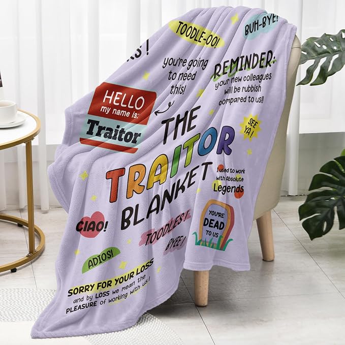 Farewell Gifts for Coworkers, Coworker Leaving Gifts for Women, Men | Purple Traitor Blanket 60" X 50", Goodbye&Going Away Gifts for Coworkers, Leaving Job Gift for Employee Colleague Boss