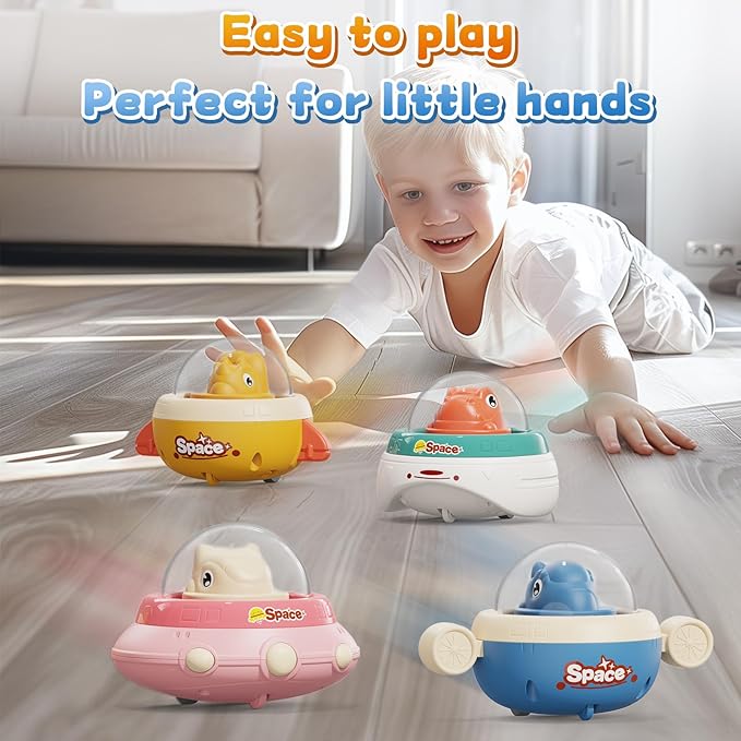 Dinosaur Toy Cars for Toddlers 1-3,4Pack Press and Go Cars Baby Toys 6-12-18 Months,1 Year Old Boy Toys Dino Car,Infant Car Toys for Ages 0-2,1st Birthday Gifts for 1 Year Old Boy