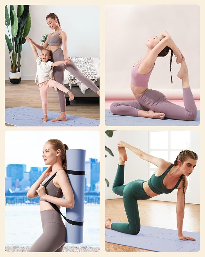 YOTTOY Yoga Mat, 72"x 32"x1/3" Extra Wide Non-Slip Exercise Fitness Yoga Mats,Eco-Friendly TPE Exercise Mats for Women Men Home Workout with Strap Bag