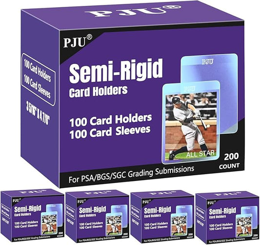 500ct Semi Rigid Card Holders & 500ct Card Sleeves for PSA, SGC, BGS, CSG Graded Card Submissions, Semi Rigid Baseball Cards Sleeves Protectors, PSA Graded Trading Cards Sleeve