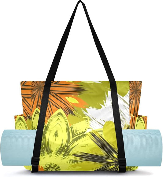 MCHIVER Yoga Bag for Women Men Large Yoga Mat Bag with Adjustable Strap Workout Bags Totes for Pilates Yoga Travel