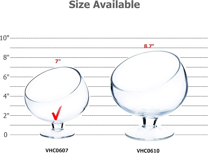 WGV Slant Cut Bowl Glass Vase with Stand, Width 6.5", Height 7", Clear Planter Terrarium, Candy Dish, Fruit Jar for Wedding Party Event, Home Office Decor, 1 Piece
