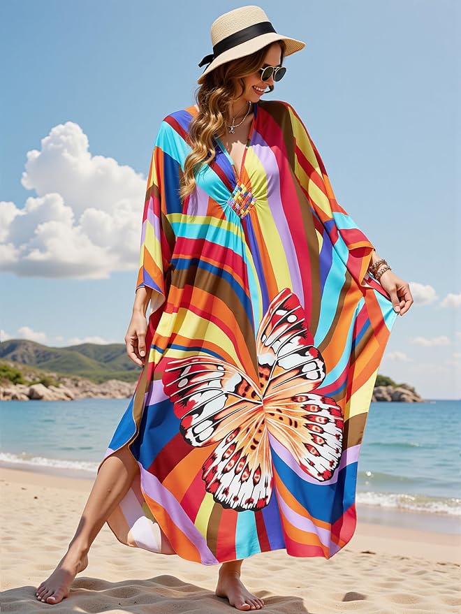Mumu Dresses for Women Plus Size, Bohemian Kaftan Beach Cover Up Long Maxi Nightgown Soft Loungewear