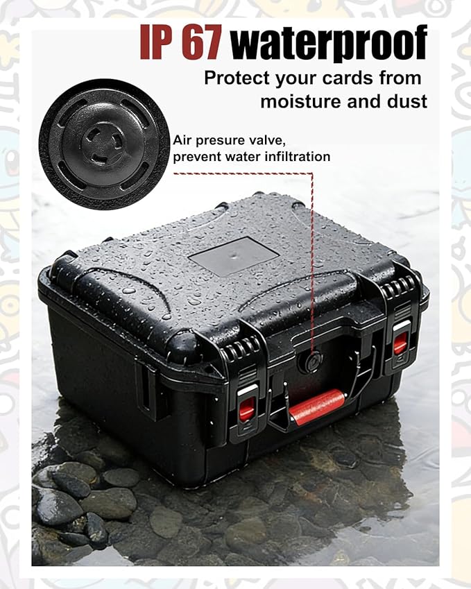 QINGUANG Graded Card Storage Box,Trading Card Case with 6 Foam Dividers,IP67 Waterproof PSA Slab Case for PSA/CSG/CGC/BGS Top Loaders Sports Cards (14.06"x11.81"x6.89")