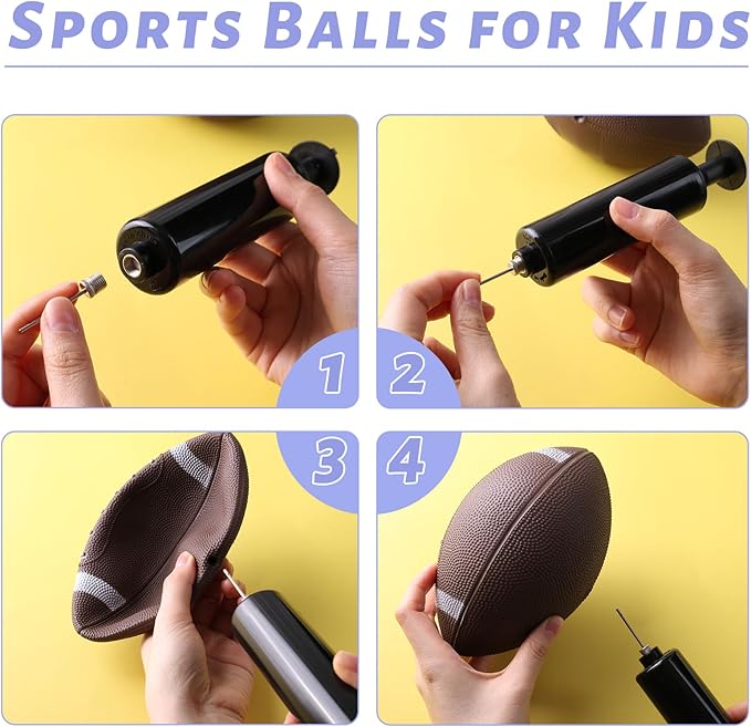 3 otters 4PCS Sports Balls for Kids, Playground Balls for Toddlers with Pump Includes Football Soccer Basketballs Kickballs, Throwing Toys for Kids