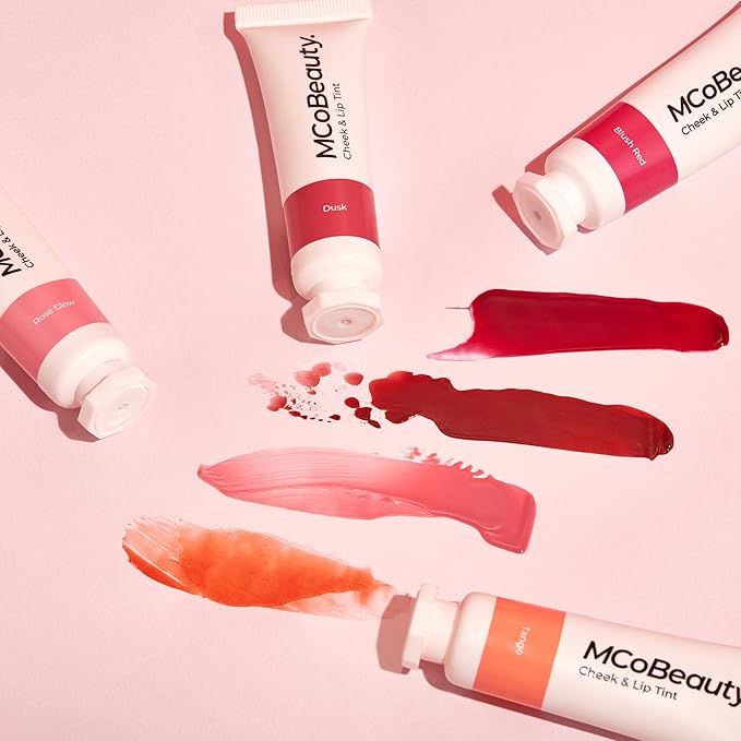 MCoBeauty - Cheek and Lip Tint - Gel-Cream Formula for Buildable Color - Multi-Use Tint for Lips and Cheeks - Dusk, Cherry Red Shade -Liquid blush for Cheeks & Lips