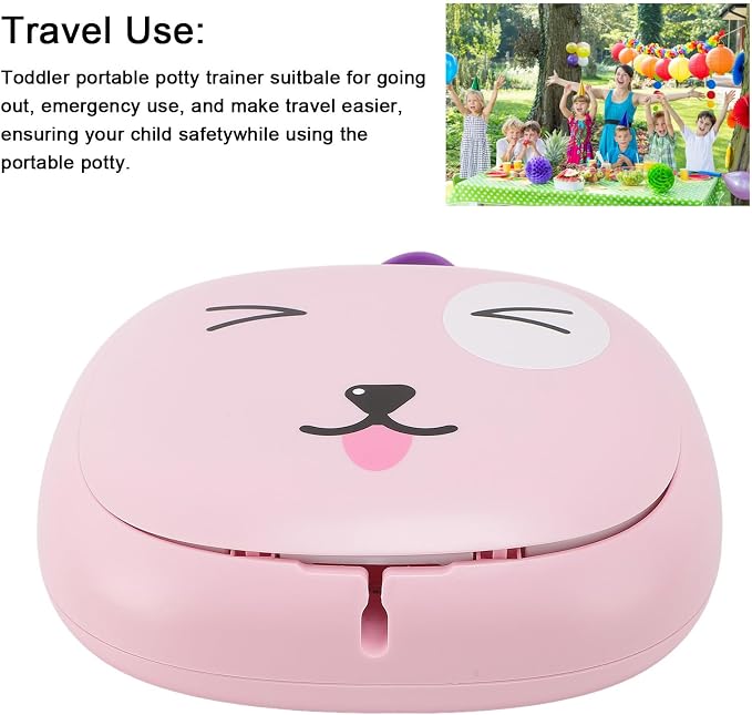 Travel Potty for Toddler, Foldable Potty Training Toilet Seat, Portable Potty Car Potty Folding Toilet for Boys Girls Baby Kids Children Indoor Outdoor Camping (Light Red)