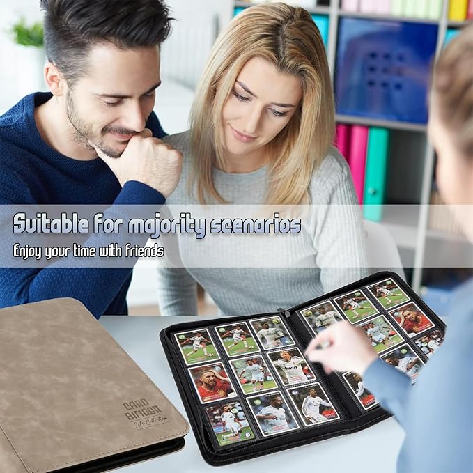 Trading Card Binder, Premium 9 Pocket Double Sided 540 Pocket PU Card Collection Binder, Collectible Trading Card Albums for MTG, TCG, Sport Card, Game Cards (Ecru)